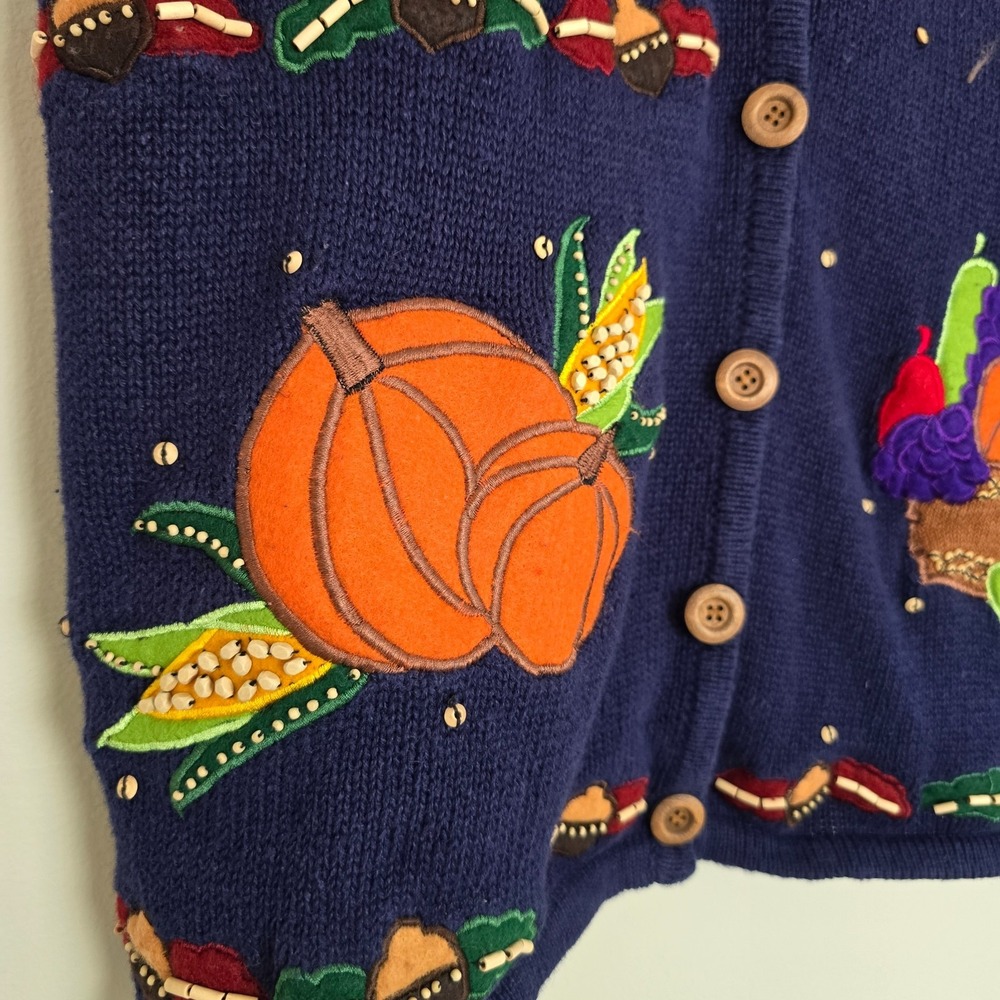 Bobby Brooks Womens Harvest Applique Sweater Vest‎ XL Cottagecore Fall - Picture 3 of 14